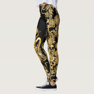The Squid and the Rose Black & Sepia Leggings