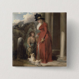 The Squire's Door, c.1790 (oil on canvas) 15 Cm Square Badge