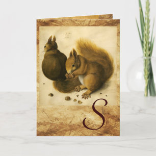 THE SQUIRREL WITH NUTS MONOGRAM NOTE CARD