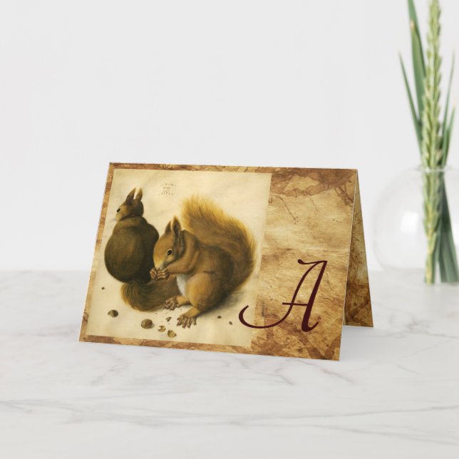 THE SQUIRREL WITH NUTS MONOGRAM NOTE CARD (Front)