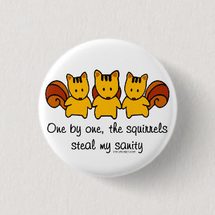 The squirrels steal my sanity 3 cm round badge