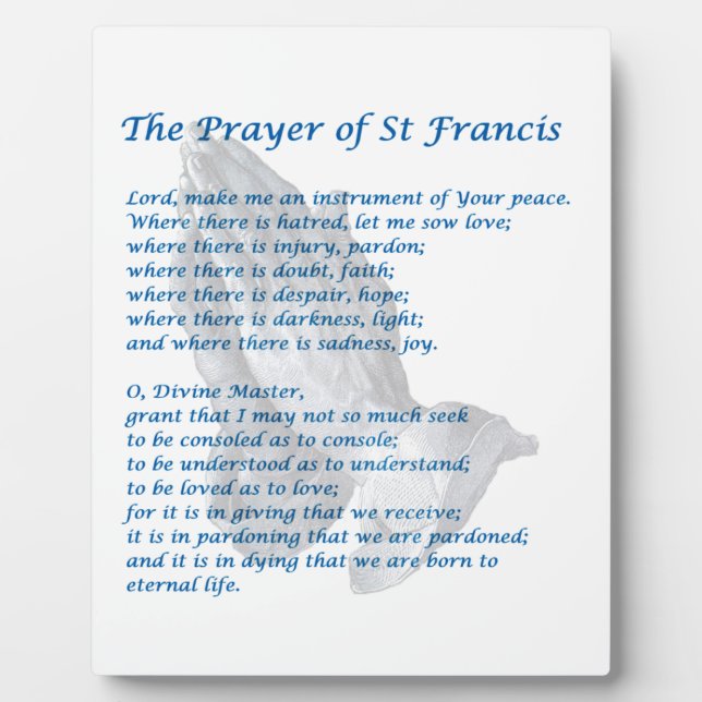 The St Francis Prayer Plaque (Front)