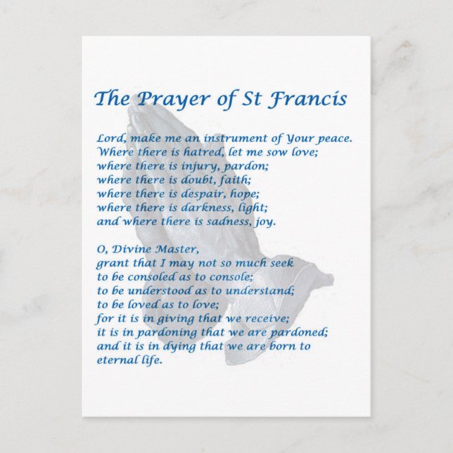 The St Francis Prayer Postcard (Front)