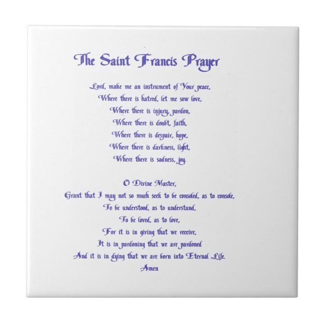 The St Francis Prayer Tile (Front)