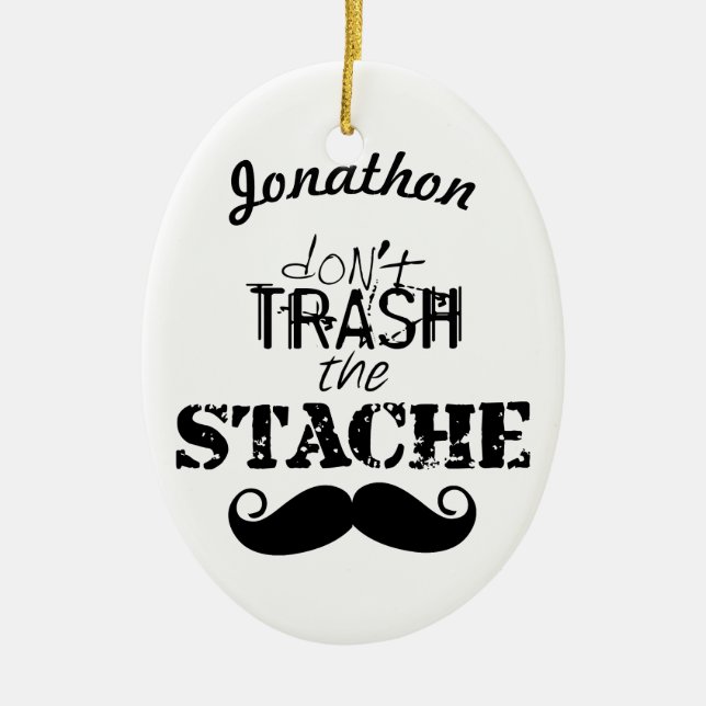 The Stache Moustache Pattern Ceramic Tree Decoration (Front)
