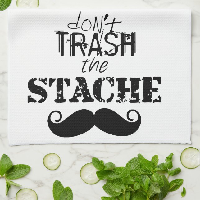 The Stache Moustache Pattern Tea Towel (Folded)