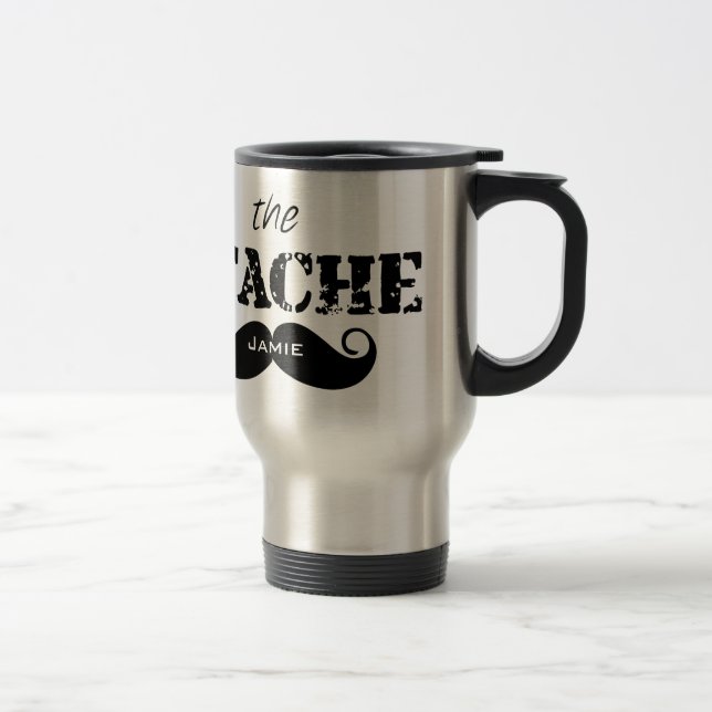 The Stache Moustache Pattern Travel Mug (Right)