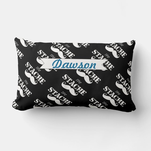 The Stache Moustache Retro Hipster Lumbar Cushion (Front)