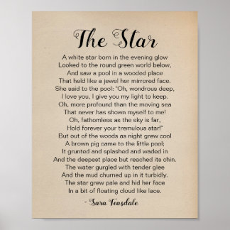 The Star Poem by Sara Teasdale Vintage Poster