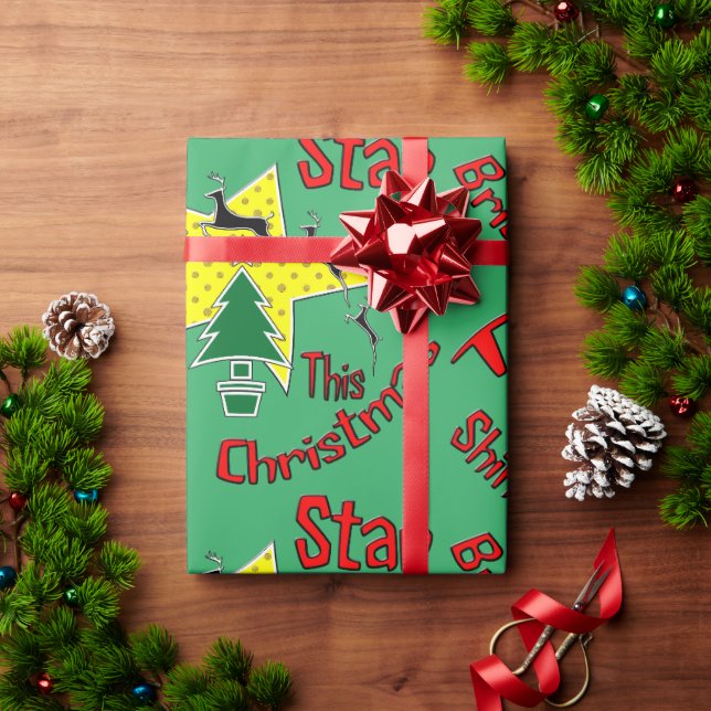 The star shines brightly this Christmas   Wrapping Paper (Holiday Gift)