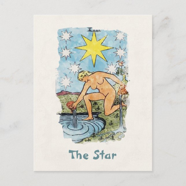 The Star Tarot Card Watercolor Painting (Front)