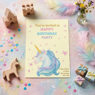 The Star Unicorn Birthday invitation card