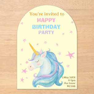 The Star Unicorn Birthday Invitation Card