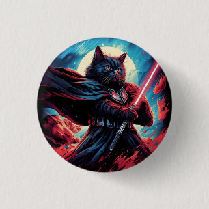 The Stardust Samurai Cosmic Cat Warrior 3 Cm Round Badge