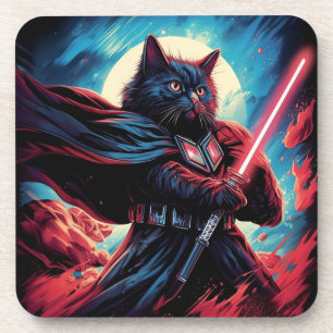 The Stardust Samurai Cosmic Cat Warrior Coaster