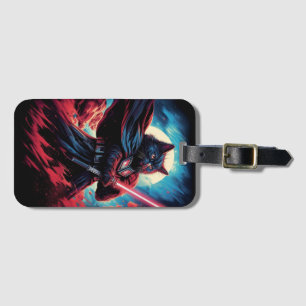 The Stardust Samurai   Cosmic Cat Warrior Luggage Tag