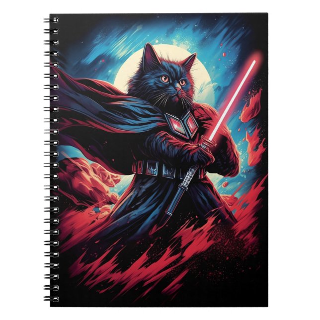 The Stardust Samurai | Cosmic Cat Warrior Notebook (Front)
