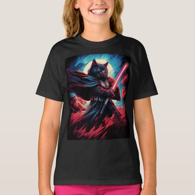 The Stardust Samurai | Cosmic Cat Warrior T-Shirt (Front)