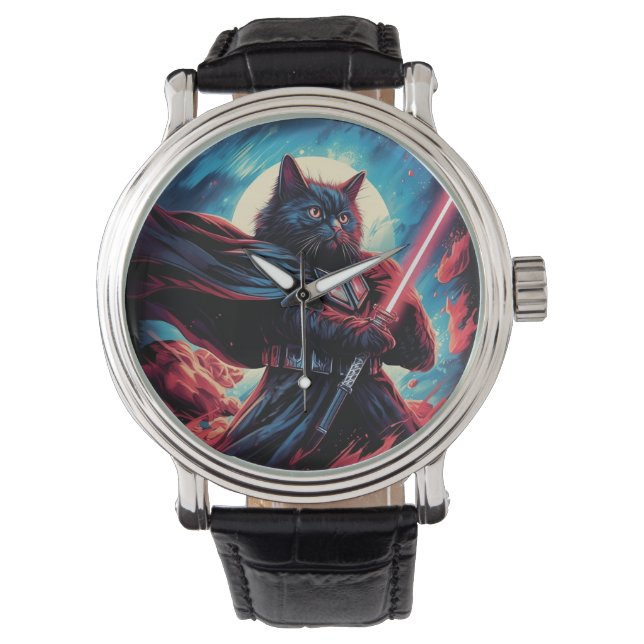 The Stardust Samurai | Cosmic Cat Warrior Watch (Front)