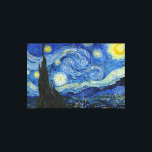 The Starry Night, 1889 by Vincent van Gogh Canvas Print<br><div class="desc">The Starry Night,  1889 by Vincent van Gogh. It depicts the view from the east-facing window of his asylum room at Saint-Rémy-de-Provence,  just before sunrise,  with the addition of an imaginary village.</div>