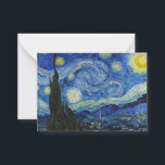 The Starry Night, 1889 by Vincent van Gogh Card<br><div class="desc">The Starry Night,  1889 by Vincent van Gogh. It depicts the view from the east-facing window of his asylum room at Saint-Rémy-de-Provence,  just before sunrise,  with the addition of an imaginary village.</div>