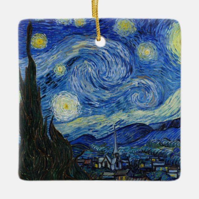 The Starry Night, 1889 by Vincent van Gogh Ceramic Ornament (Front)