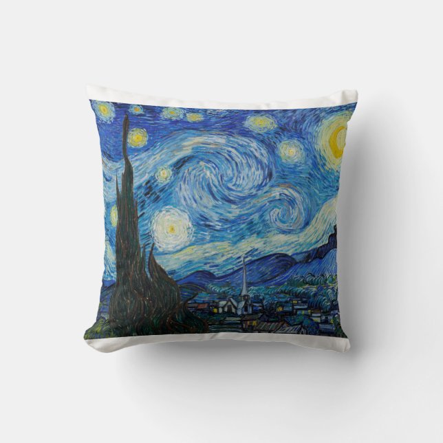 The Starry Night 1889 by Vincent van Gogh Cushion (Front)