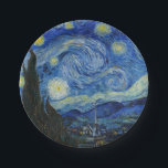 The Starry Night, 1889 by Vincent van Gogh Paper Plate<br><div class="desc">The Starry Night,  1889 by Vincent van Gogh. It depicts the view from the east-facing window of his asylum room at Saint-Rémy-de-Provence,  just before sunrise,  with the addition of an imaginary village.</div>