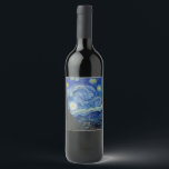 The Starry Night, 1889 by Vincent van Gogh Wine Label<br><div class="desc">The Starry Night,  1889 by Vincent van Gogh. It depicts the view from the east-facing window of his asylum room at Saint-Rémy-de-Provence,  just before sunrise,  with the addition of an imaginary village.</div>