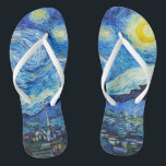 The Starry Night (1889) Vincent Van Gogh landscape Jandals<br><div class="desc">The iconic Dutch Post-Impressionist artist Vincent van Gogh's most well-known oil painting, "The Starry Night" (1889), a dreamy night landscape painting, is featured on this pair of fashionable blue Starry Night fine Art Flip Flops ! 🩴 The Starry Night is an oil painting on canvas by Dutch Post-Impressionist painter Vincent...</div>