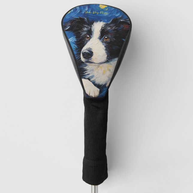 The starry night - Border Collie Dog 001 - Qian wa Golf Head Cover (Front)
