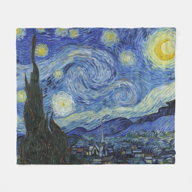 The Starry Night by Van Gogh Fleece Blanket (Front (Horizontal))