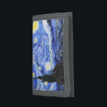 The Starry Night by Van Gogh Tri-fold Wallet<br><div class="desc">Oil painting by the Dutch master Vincent Van Gogh(1853-1890) Probably his most famous painting, Van Gogh painted 'The Starry Night' in 1889 from memory while in an asylum in France where he checked himself in for depression.The scene depicts the view from his bedroom window. In the painting there is the...</div>