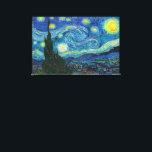 The Starry Night by Vincent van Gogh Canvas Print<br><div class="desc">Van Gogh's night sky is a canvas of swirling energy. Beneath the exploding stars, the village remains a place of serene order. Linking the earth and sky is the cypress, resembling flames, a tree traditionally connected with graveyards and mourning. Yet, for Van Gogh, death was not something to fear. "Looking...</div>