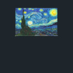 The Starry Night by Vincent van Gogh Canvas Print<br><div class="desc">Van Gogh's night sky is a canvas of swirling energy. Beneath the exploding stars, the village remains a place of serene order. Linking the earth and sky is the cypress, resembling flames, a tree traditionally connected with graveyards and mourning. Yet, for Van Gogh, death was not something to fear. "Looking...</div>