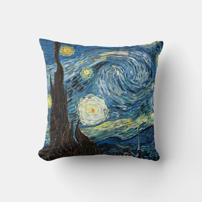 The Starry Night by Vincent Van Gogh Cushion (Front)
