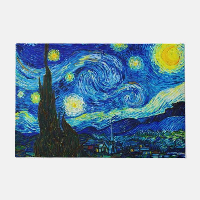 The Starry Night by Vincent Van Gogh  Doormat (Front)