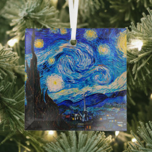The Starry Night by Vincent Van Gogh Glass Tree Decoration