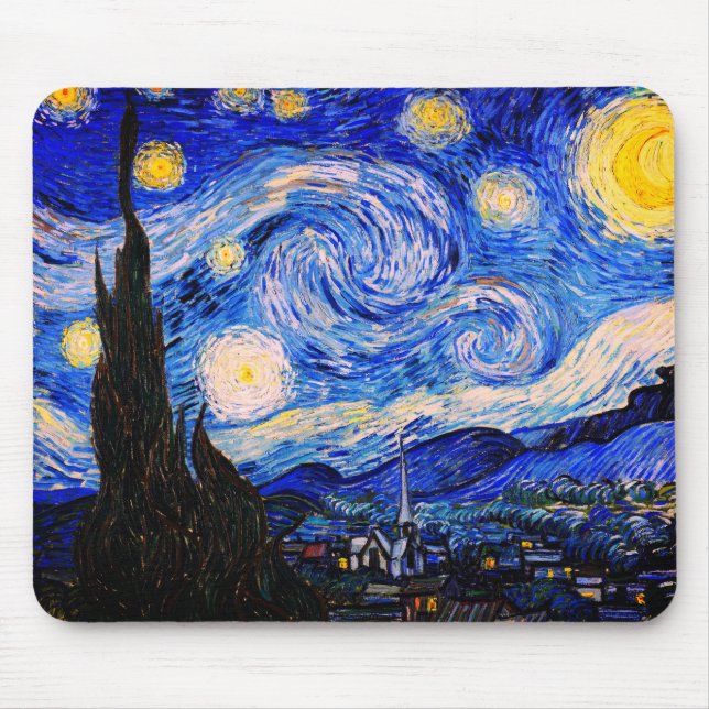 The Starry Night by Vincent Van Gogh Mouse Pad (Front)