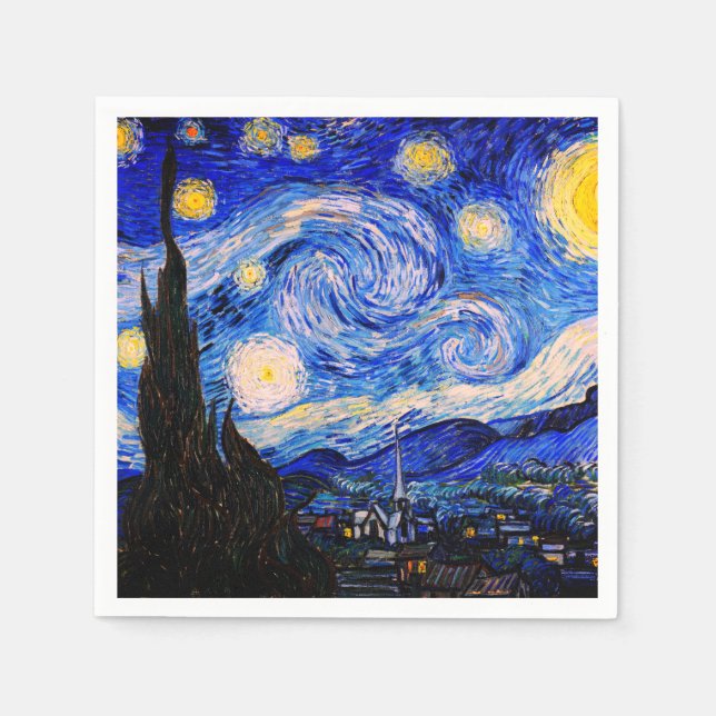 The Starry Night by Vincent Van Gogh Napkin (Front)
