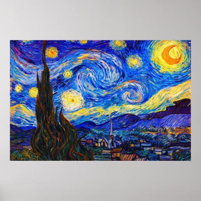 The Starry Night by Vincent van Gogh Poster (Front)