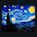 The Starry Night by Vincent Van Gogh Poster<br><div class="desc">Vincent Van Gogh The Starry Night. This is an old masterpiece from the dutch master painter Vincent Van Gogh.This fine art landscape painting has beautiful,  vibrant,  saturated colour. Vincent Van Gogh was a dutch post impressionist painter. This image is in the public domain</div>
