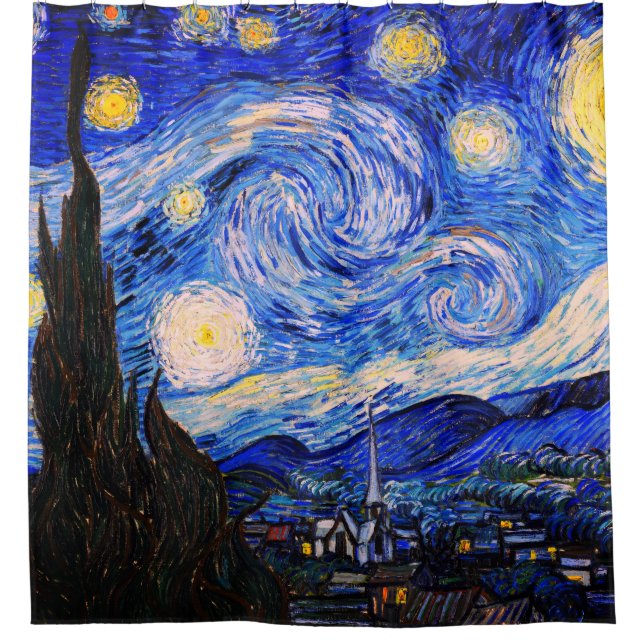 The Starry Night by Vincent Van Gogh Shower Curtain (Front)