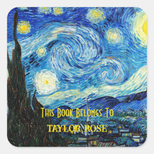 The Starry Night by Vincent Van Gogh  Square Sticker