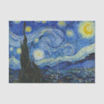 The Starry Night by Vincent van Gogh Tissue Paper<br><div class="desc">The Starry Night,  1889 by Vincent van Gogh. It depicts the view from the east-facing window of his asylum room at Saint-Rémy-de-Provence,  just before sunrise,  with the addition of an imaginary village.</div>
