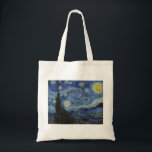 The Starry Night by Vincent van Gogh Tote Bag<br><div class="desc">The Starry Night is an oil on canvas painting by Dutch Post-Impressionist painter Vincent van Gogh. Painted in June 1889,  it depicts the view from the east-facing window of his asylum room at Saint-Rémy-de-Provence,  just before sunrise,  with the addition of an imaginary village.</div>