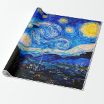 The Starry Night by Vincent Van Gogh Wrapping Paper<br><div class="desc">Vincent Van Gogh The Starry Night. This is an old masterpiece from the dutch master painter Vincent Van Gogh.This fine art landscape painting has beautiful,  vibrant,  saturated colour. Vincent Van Gogh was a dutch post impressionist painter. This image is in the public domain</div>