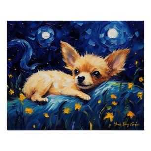 The starry night - Chihuahua Dog 001 - Qian wan Go Poster