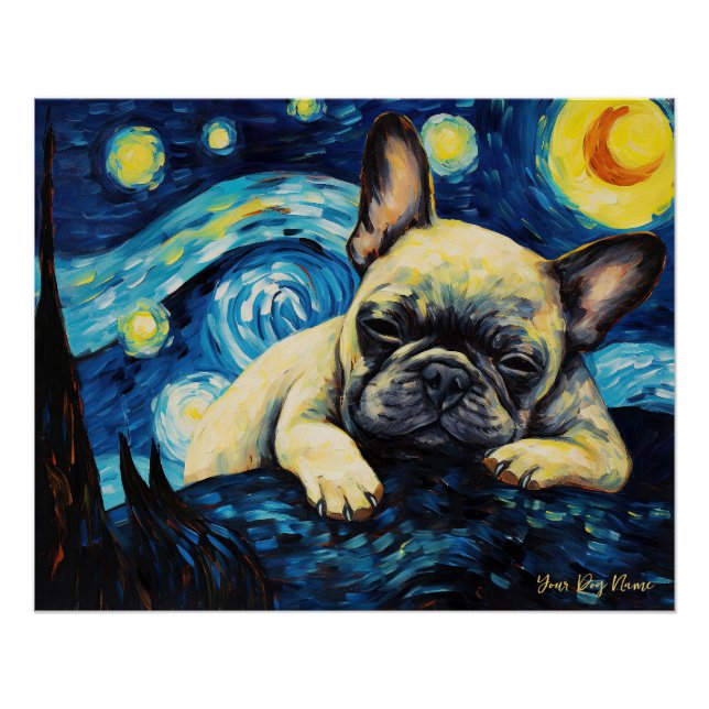 The starry night - French Bulldog 002 - Qian wan G Poster (Front)