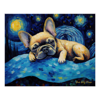 The starry night - French Bulldog 003 - Qian wan G Poster
